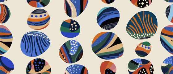 Hand drawn ethnic style abstract print. Creative collage seamless pattern. 
