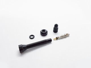 disassembled bicycle tubeless presta valve 