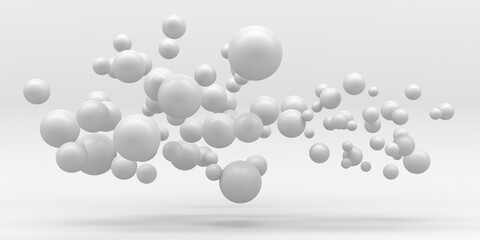 Abstract white many spheres design background