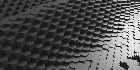 Futuristic technology concept. Hexagon shapes surface