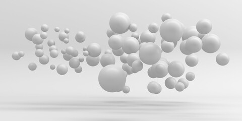 Abstract white many spheres design background