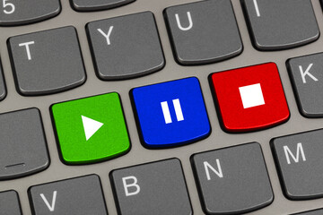 Computer keyboard with Play and Stop keys