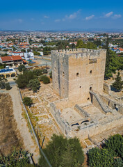 Fototapeta na wymiar Kolossi castle - Limassol Cyprus - aerial view