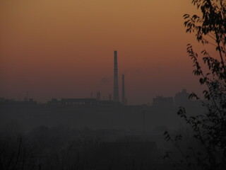 Fototapeta premium sunset, sky, landscape, sun, city 