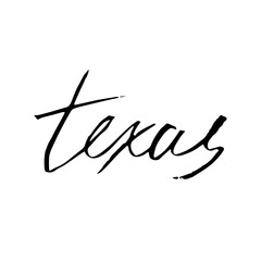 Modern style handwritting of U. S. state Texas.