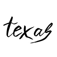 Texas state handwriting isolated on white background.