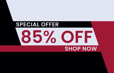 85% off Modern concept design. Sale banner template design, Big sale special offer. End of season special offer banner