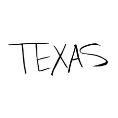 Fototapeta premium Minimal creative Texas hand writting isolated on white.