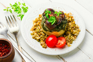 Italian polenta with mushrooms