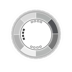 Circle with elements in gray color on white background 