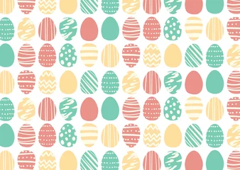 Tuinposter シンプルでかわいいイースターエッグのパターン背景 © わたほこり
