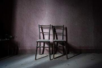 chair in the dark room