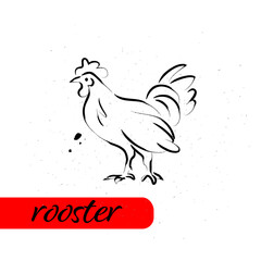 Fototapeta na wymiar Chinese rooster year calendar animal silhouette isolated on white textured background. Vector hand drawn sketch style illustration. For banners, cards, advertising, congratulations.