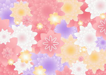Sweet pastel flower background. Editable spring floral petals, seamless pattern