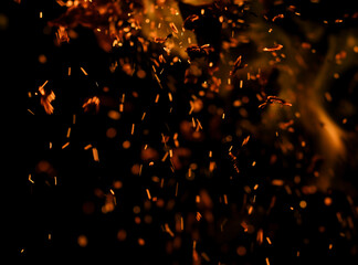 fire flame with sparks on black background