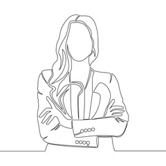 Continuous line drawing art business woman concept
