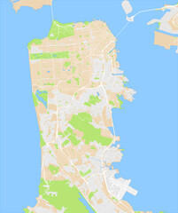 Urban city map of San Francisco, California - obrazy, fototapety, plakaty