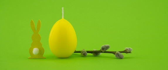 Minimalistic style Easter banner with yellow egg