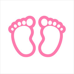 Vector design of newborn baby footprints with heart shape Leave space for adding text.