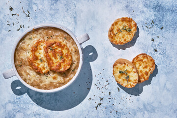 French onion soup, with cheese croutons