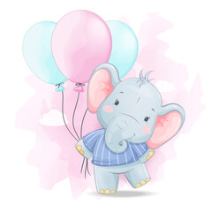 Cute little elephant. Funny cartoon character