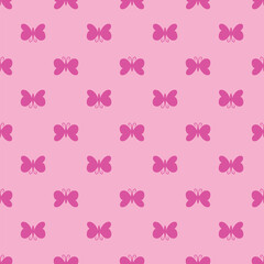 Pink butterflies seamless pattern