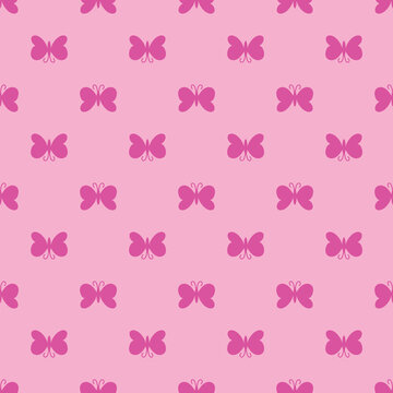 Pink butterflies seamless pattern