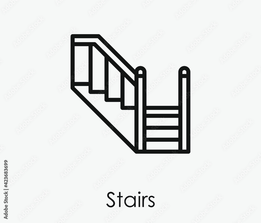 Aufkleber stairs vector icon. editable stroke. linear style sign for use on web design and mobile apps, logo. 