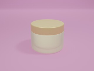 cosmetic cream container on pink background