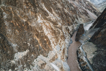 Aerial photography of the Grand Canyon of the Nujiang River on the Yunnan-Tibet Highway