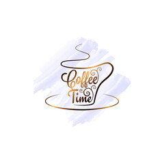 Coffee cup watercolor logo on white background