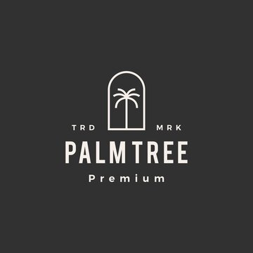 palm tree niche door hipster vintage logo vector icon illustration