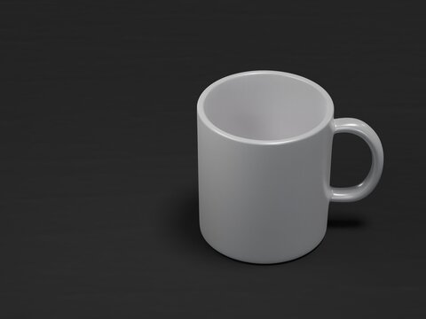 white mug on black background