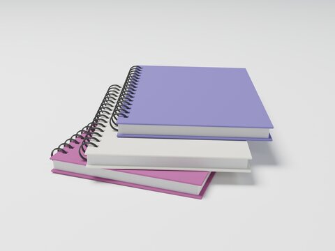 Spiral notebook stacked isolated in white background