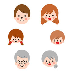 家族　3世代　顔