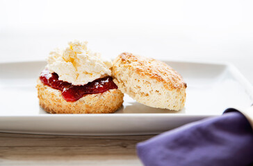 Cream tea of jam and a scone