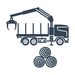 Vector black icon freight road land transport, forwarder, skidder