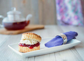 Cream tea of jam and a scone