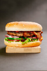 burger on a dark background