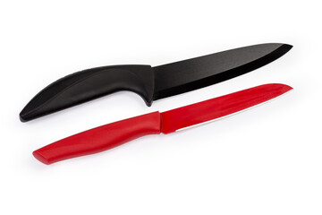 Two different multipurpose kitchen knives on a white background