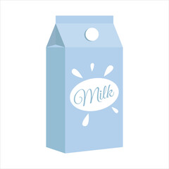 A carton of milk. Illustration with packaging with lid. Cartoon vector blue packaging