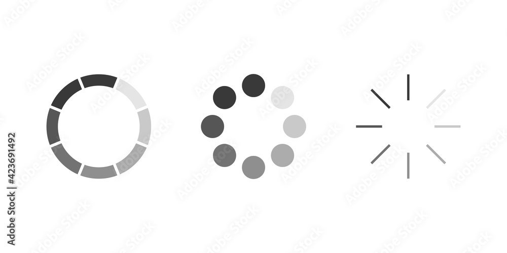 Poster Loading Circle Icon Set in Flat Design Style
