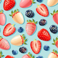 Vector seamless pattern with chocolate and berries
