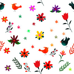 Fototapeta premium Set of spring. Seamless pattern with flowers.