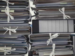 Stacks of paperwork in the office