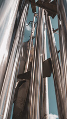 abstract image of stainless steel tube viewed horizontally.