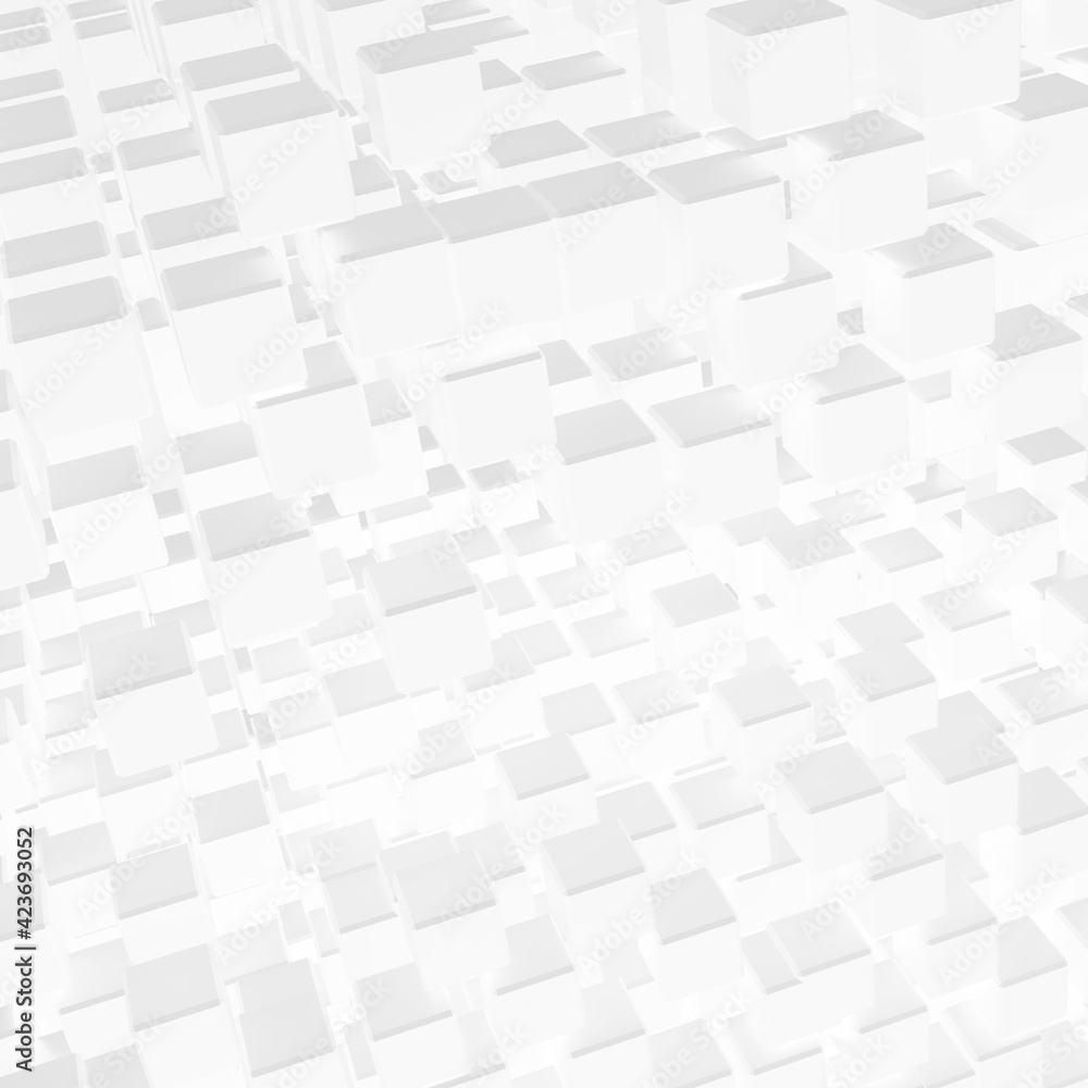 Poster white abstract 3d cube background, 3d illustration of abstract background with thousand cube in 3d p