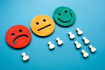 Customer satisfaction survey concept. Smile faces and figures.