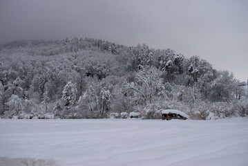 Winter scenery in Buchs in Switzerland 15.1.2021