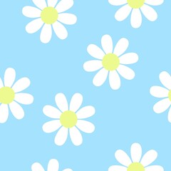 Flowers Pattern. Blue seamless pattern with flowers